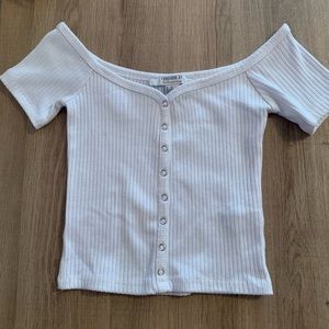 Forever21 off the shoulder white button up top - XS